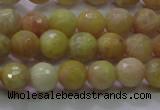 CSS611 15.5 inches 6mm faceted round yellow sunstone gemstone beads