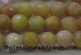 CSS612 15.5 inches 8mm faceted round yellow sunstone gemstone beads