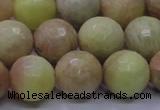 CSS615 15.5 inches 14mm faceted round yellow sunstone gemstone beads