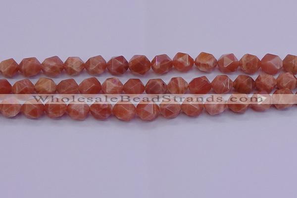 CSS684 15.5 inches 12mm faceted nuggets natural sunstone beads