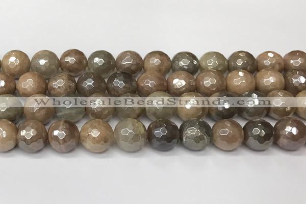 CSS813 15 inches 12mm faceted round AB-color sunstone beads