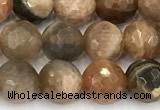 CSS831 15 inches 8mm faceted round sunstone beads