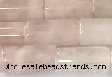 CTB1033 15 inches 8*16mm - 8*18mm tube rose quartz beads