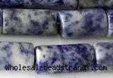 CTB1034 15 inches 8*16mm - 8*18mm tube blue spot stone beads