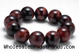 CTB11 9 inches 18mm round red tiger eye stretch bracelet