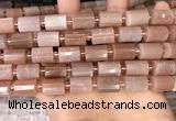 CTB202 15.5 inches 10*15mm faceted tube moonstone beads