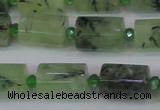 CTB205 15.5 inches 10*15mm faceted tube green rutilated quartz beads