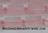 CTB212 15.5 inches 13*18mm faceted tube rose quartz beads