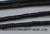 CTB300 15.5 inches 3*6mm tube black stone beads wholesale