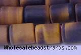 CTB574 15.5 inches 10*13mm triangle matte yellow tiger eye beads