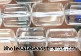 CTB600 15.5 inches 8*12mm faceted tube white crystal beads wholesale