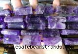 CTB671 14*27mm - 15*28mm faceted flat tube amethyst beads