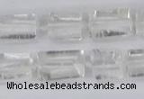 CTB730 15.5 inches 6*10mm - 8*12mm faceted tube white crystal beads