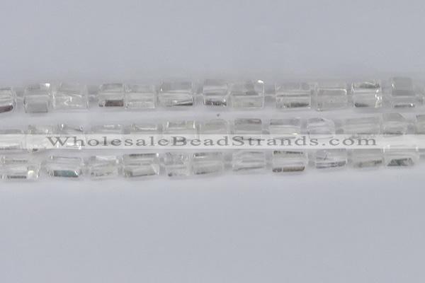 CTB730 15.5 inches 6*10mm - 8*12mm faceted tube white crystal beads