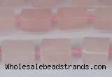 CTB731 15.5 inches 6*10mm - 8*12mm faceted tube rose quartz beads