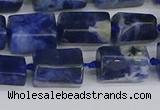 CTB735 15.5 inches 6*10mm - 8*12mm faceted tube sodalite beads