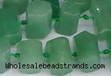 CTB756 15.5 inches 6*10mm - 8*12mm faceted tube green aventurine beads