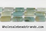 CTB851 13*25mm - 15*28mm faceted flat tube amazonite beads