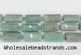 CTB852 13*25mm - 15*28mm faceted flat tube amazonite beads