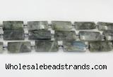 CTB857 13*25mm - 15*28mm faceted flat tube labradorite beads