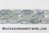 CTB859 13*25mm - 15*28mm faceted flat tube aquamarine beads