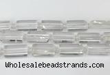 CTB860 13*25mm - 15*28mm faceted flat tube white crystal beads