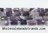 CTB877 13*25mm - 14*19mm faceted tube amethyst beads