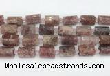 CTB879 13*25mm - 14*19mm faceted tube strawberry quartz beads