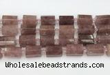 CTB880 13*25mm - 14*19mm faceted tube strawberry quartz beads