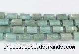 CTB882 13*25mm - 14*19mm faceted tube amazonite beads