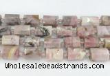 CTB883 13*25mm - 14*19mm faceted tube pink opal beads