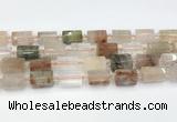 CTB886 13*25mm - 14*19mm faceted tube mixed rutilated quartz beads