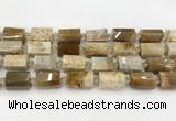 CTB890 15.5 inches 13*25mm - 14*19mm faceted tube fossil coral beads