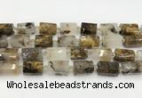 CTB892 15.5 inches 13*25mm - 14*19mm faceted tube scenic quartz beads