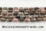 CTB895 15.5 inches 10*14mm faceted tube rhodonite gemstone beads