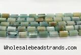 CTB897 15.5 inches 10*14mm faceted tube amazonite beads wholesale