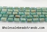 CTB898 15.5 inches 10*14mm faceted tube amazonite gemstone beads