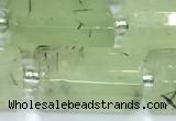 CTB908 15 inches 10*16mm faceted tube green rutilated quartz beads