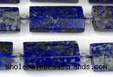 CTB935 13*25mm - 15*28mm faceted flat tube lapis lazuli beads