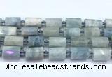 CTB940 15 inches 13*25mm - 14*19mm faceted tube aquamarine beads