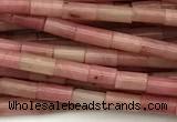 CTB988 15 inches 2*4mm tube pink wooden jasper beads