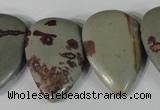 CTD11 Top drilled 22*30mm flat teardrop red artistic jasper beads