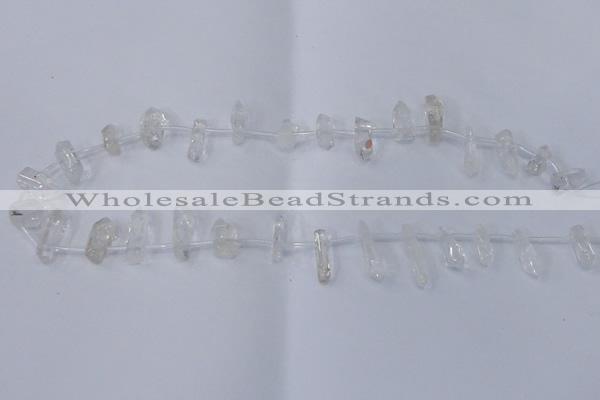 CTD1140 Top drilled 5*12mm - 6*18mm nuggets white crystal beads