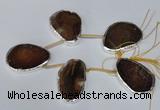 CTD1576 30*45mm - 35*50mm freeform agate beads with brass setting