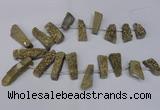 CTD1612 Top drilled 13*25mm - 15*45mm freeform plated druzy quartz beads