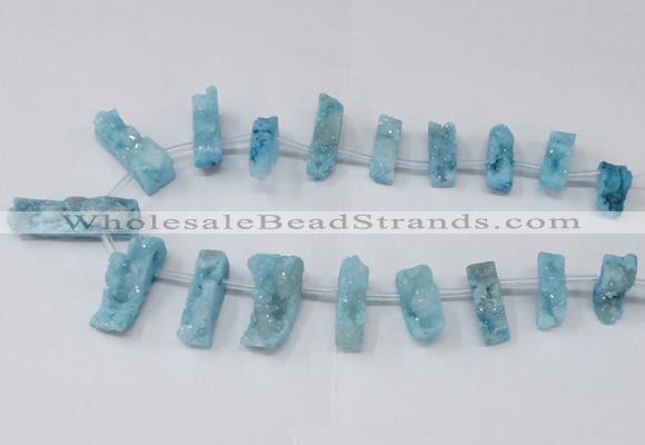 CTD1653 Top drilled 10*20mm - 15*40mm freeform druzy agate beads