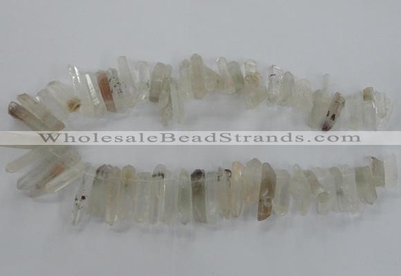 CTD1661 Top drilled 6*18mm - 8*35mm sticks green phantom quartz beads