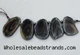 CTD1727 Top drilled 25*35mm - 25*45mm freeform Botswana agate slab beads