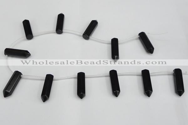 CTD1812 Top drilled 10*30mm - 10*32mm sticks black agate beads