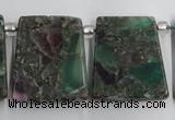 CTD200 Top drilled 20*24mm trapezoid fluorite & pyrite beads